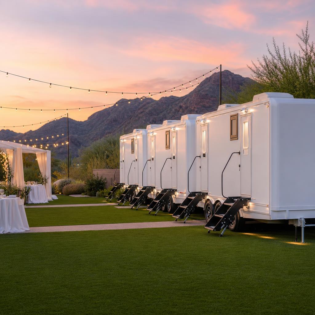 Luxury restroom trailer and portable toilet rentals for outdoor events in Phoenix Arizona