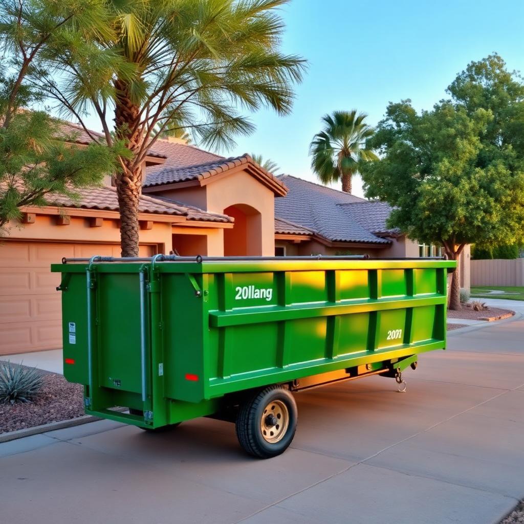 20 yard roll off dumpster on a Phoenix residential driveway