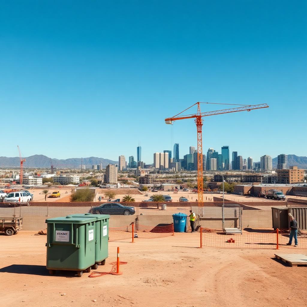 Row of American Site Rentals porta potties in Phoenix