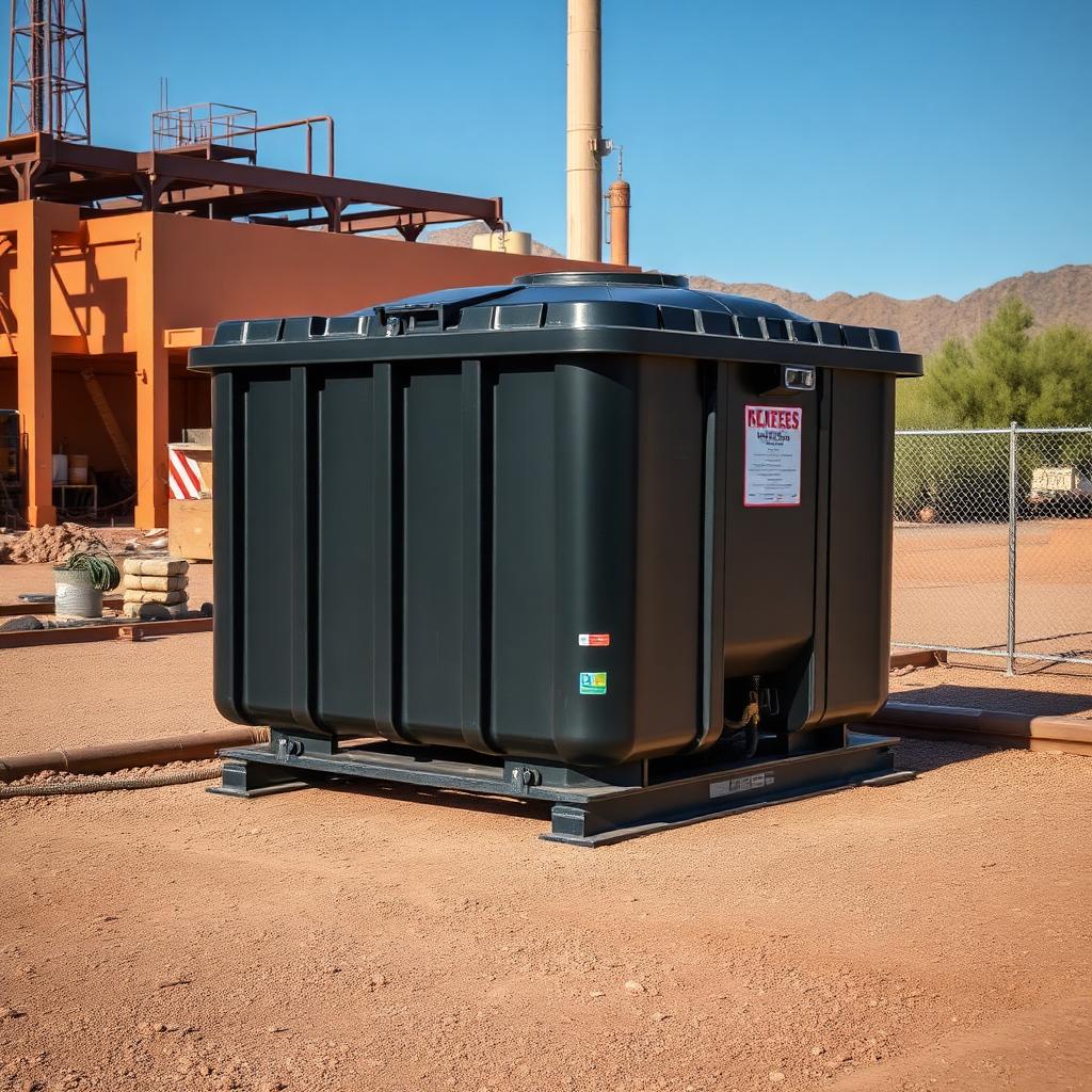 250 gallon portable waste holding tank on a Phoenix construction site