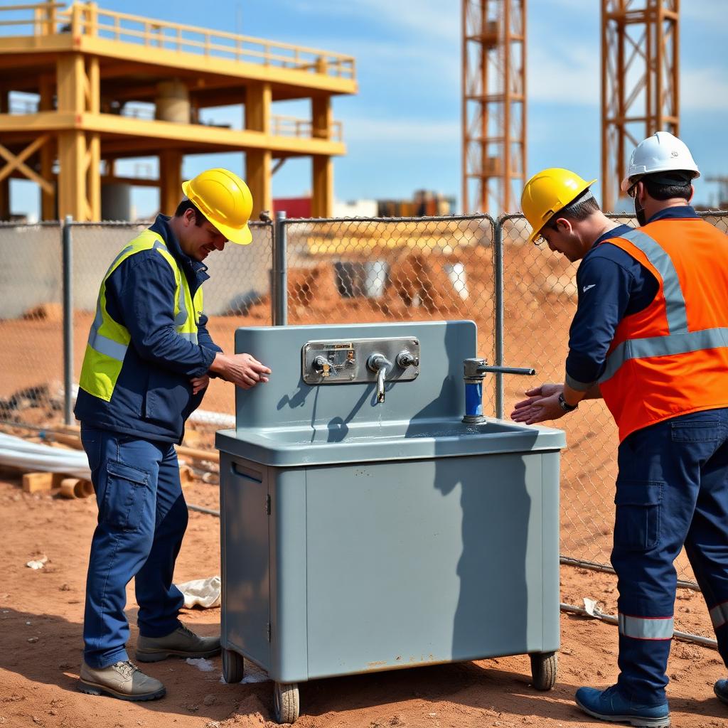 Portable handwashing station at a Phoenix construction site