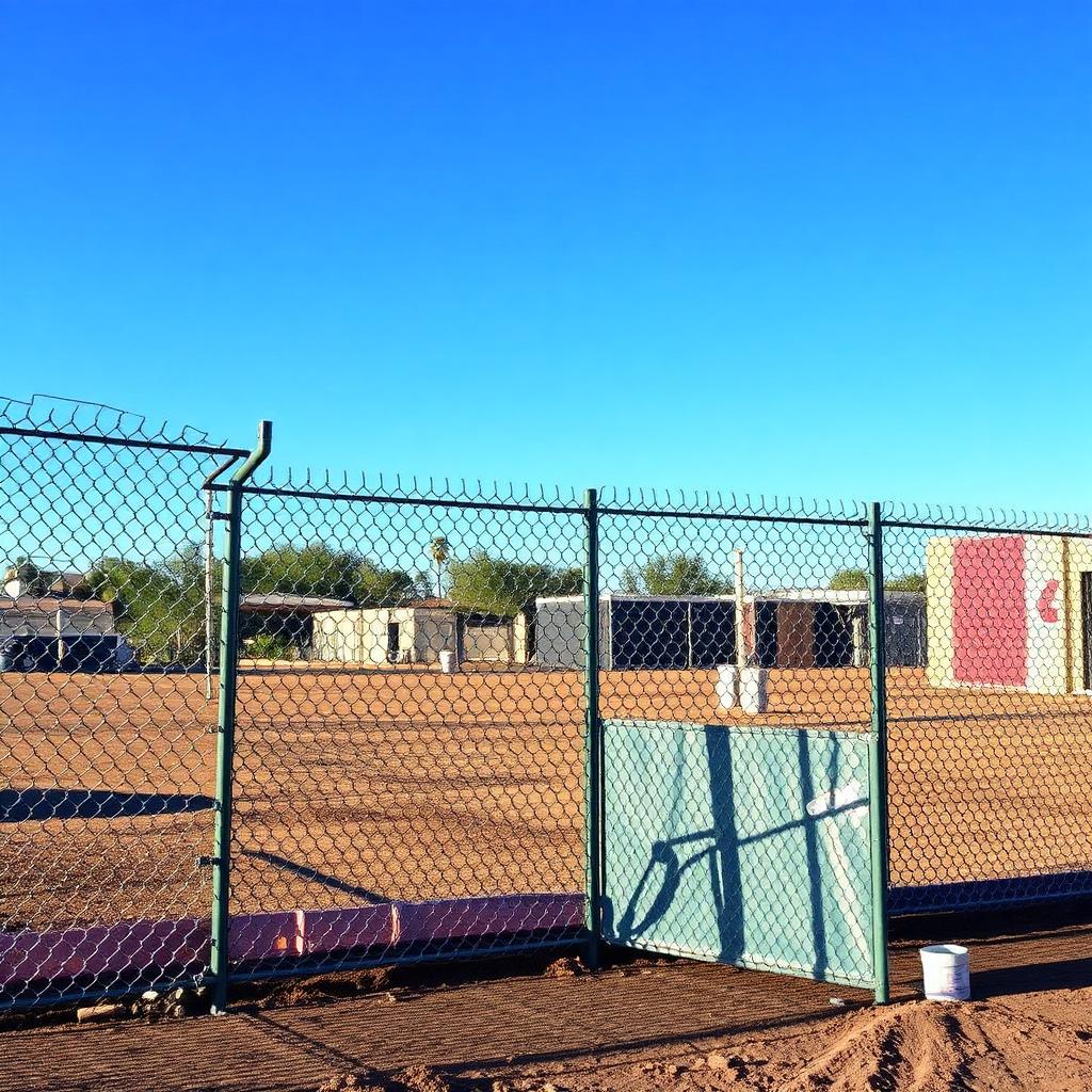Temporary chain link fence panels at a Phoenix construction site